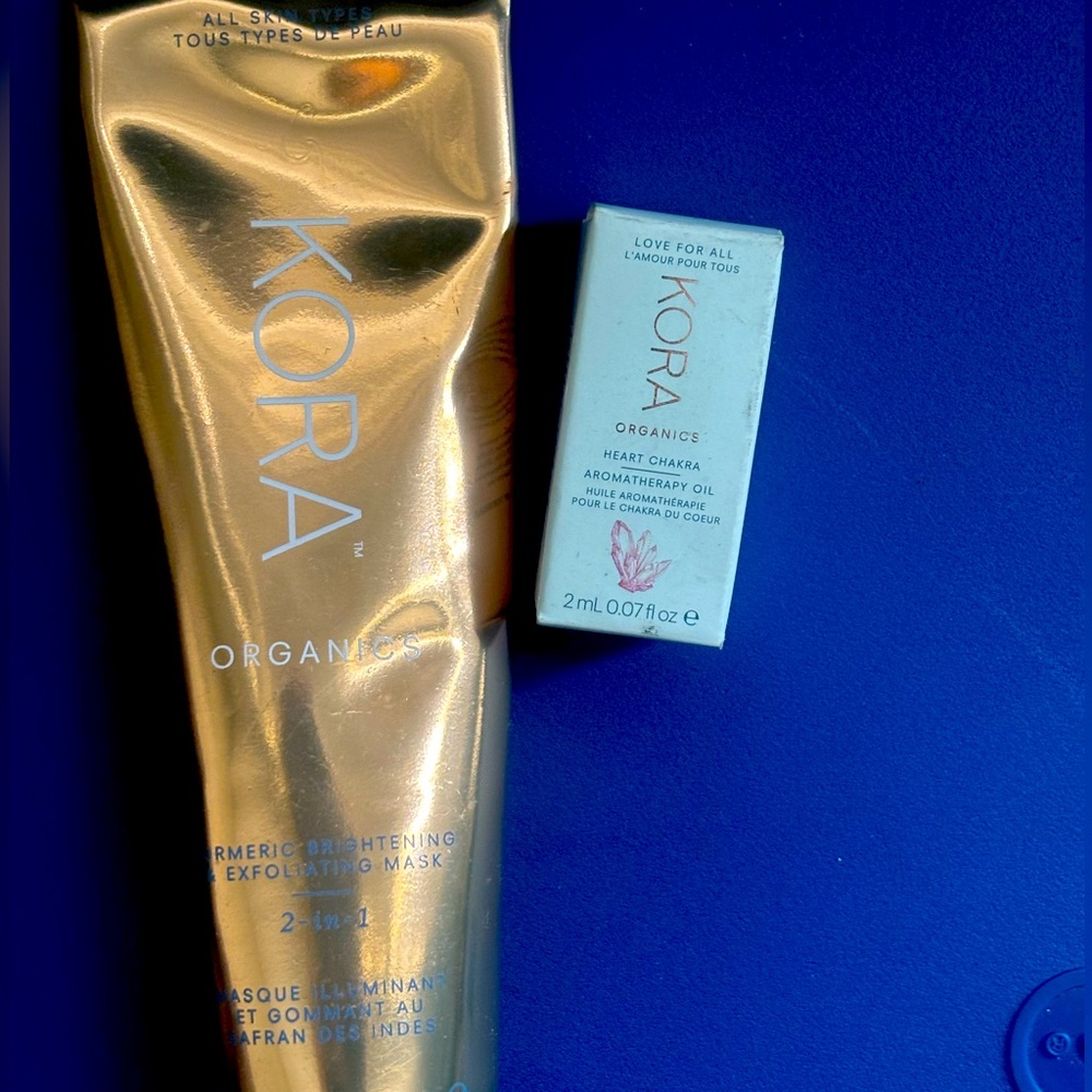 KORA Organics Turmeric Brightening Exfoliating Mask and Aromatherapy Oil